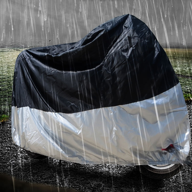 210D Oxford Cloth Motorcycle Electric Car Rainproof Dust-proof Cover, Size: XXL (Black Silver) - Raincoat by PMC Jewellery | Online Shopping South Africa | PMC Jewellery | Buy Now Pay Later Mobicred