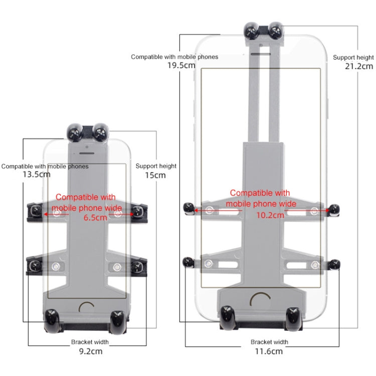 U-shaped Bolt Ball-Head Motorcycle Handlebar Multi-function Eight-jaw Aluminum Phone Navigation Holder Bracket, Width of Phone: 6.5-10.2cm   - Holder by PMC TechLife | Online Shopping South Africa | PMC TechLife | Buy Now Pay Later Mobicred