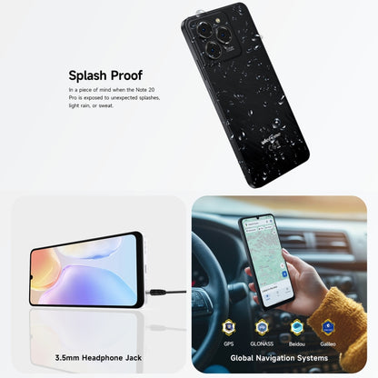 Ulefone Note 20 Pro, 4GB+256GB, Face ID & Side Fingerprint, 6000mAh, 6.75 inch Android 14 Unisoc T606 Octa Core, Network: 4G, Dual SIM, OTG (Satin Black) - Ulefone by Ulefone | Online Shopping South Africa | PMC Jewellery | Buy Now Pay Later Mobicred