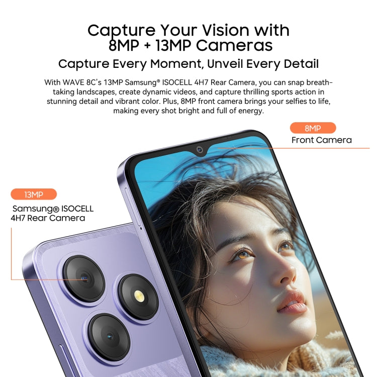 [HK Warehouse] Blackview WAVE 8C, 2GB+64GB, 6.56 inch Android 14 GO Unisoc SC9863A Octa Core, Network: 4G, OTG (Purple) - Blackview by Blackview | Online Shopping South Africa | PMC Jewellery | Buy Now Pay Later Mobicred