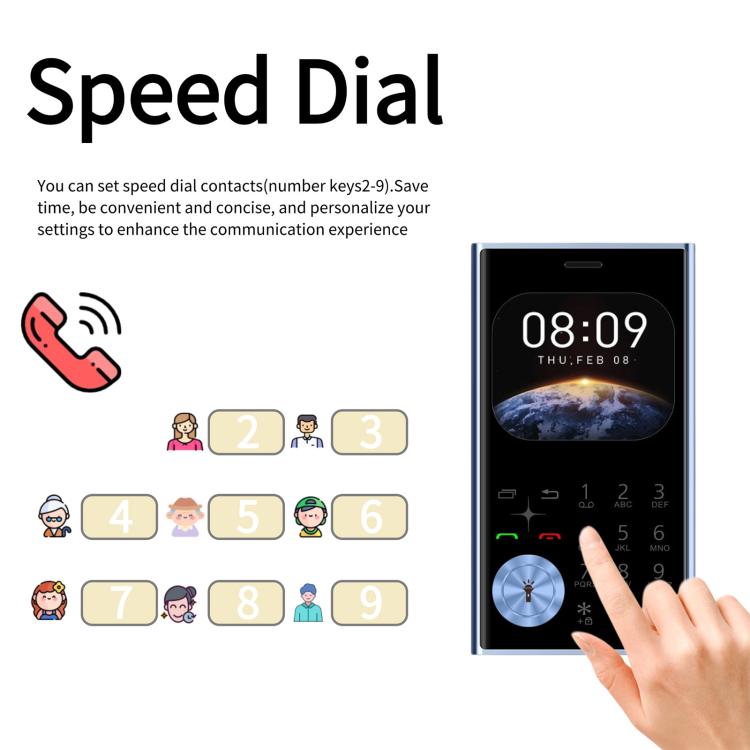 V8 Card Mobile Phone, 2.01 inch, MTK6261D, Support Bluetooth, FM, Torch, GSM, Dual SIM (Black) - free shipping - PMc TechLife - Order now!