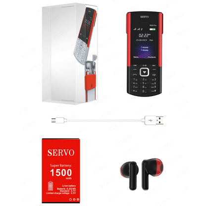 SERVO R25 Pro Mobile Phone with TWS Bluetooth Headsets, 2.4 inch, 24 Keys, Support Bluetooth, Quick Dial, Auto Response, FM, Flashlight, GSM, Dual SIM (White Red) - SERVO by SERVO | Online Shopping South Africa | PMC Jewellery | Buy Now Pay Later Mobicred