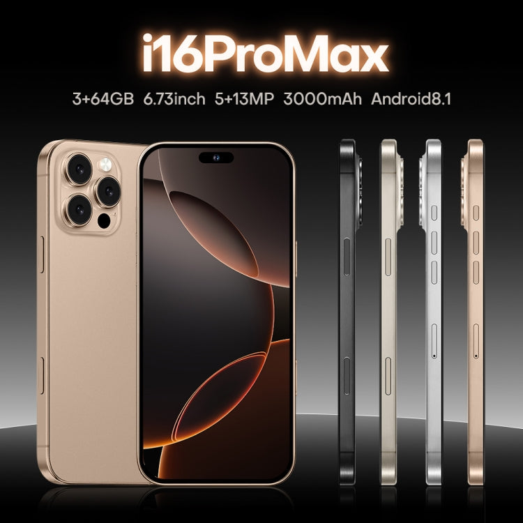 i16 Pro Max / A08A, 3GB+64GB, 6.73 inch Screen, Face Identification, Android 8.1 MTK6753 Octa Core, Network: 4G, Dual SIM, AU Plug (Gold) -  by PMC Jewellery | Online Shopping South Africa | PMC Jewellery | Buy Now Pay Later Mobicred