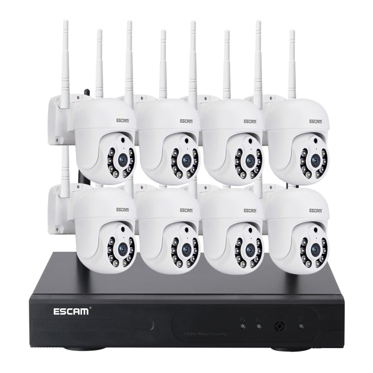 ESCAM WNK718 HD 3.0 Million Pixels 8-channel Wireless + 8IPC Wireless NVR Security System, EU Plug - Dome Camera by ESCAM | Online Shopping South Africa | PMC Jewellery | Buy Now Pay Later Mobicred