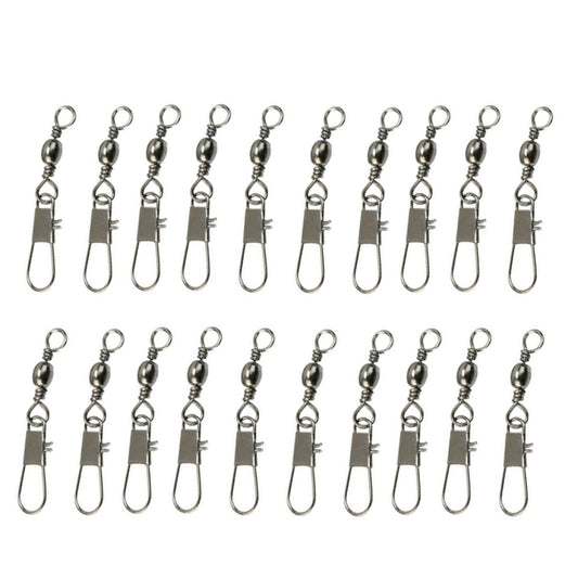 20pcs 6# 4.2cm Fishing Connectors Barrel Swivel with Safety Snap Ring - Fishing Hooks by PMC Jewellery | Online Shopping South Africa | PMC Jewellery | Buy Now Pay Later Mobicred