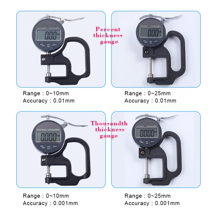 0-25mm Range 30mm Probe Digital Display Micrometer Thickness Gauge - Coating Thickness Gauge by PMC TechLife | Online Shopping South Africa | PMC TechLife | Buy Now Pay Later Mobicred