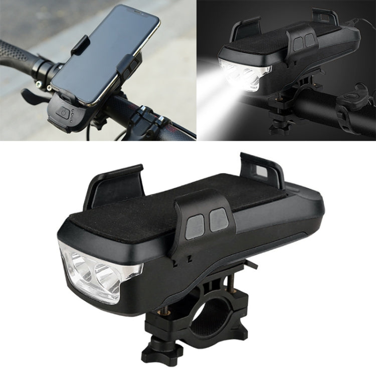 Multifunction 4  in 1 Phone Holder Bicycle Bell Cycling Lamp Flashlight(Black) - Headlights by PMC TechLife | Online Shopping South Africa | PMC TechLife | Buy Now Pay Later Mobicred