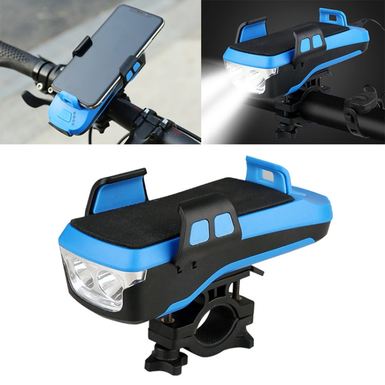Multifunction 4  in 1 Phone Holder Bicycle Bell Cycling Lamp Flashlight(Blue) - Headlights by PMC TechLife | Online Shopping South Africa | PMC TechLife | Buy Now Pay Later Mobicred