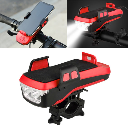 Multifunction 4  in 1 Phone Holder Bicycle Bell Cycling Lamp Flashlight(Red) - Headlights by PMC Jewellery | Online Shopping South Africa | PMC Jewellery | Buy Now Pay Later Mobicred