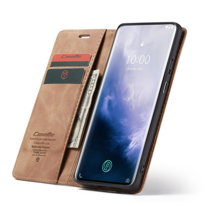 CaseMe-013 Multifunctional Retro Frosted Horizontal Flip Leather Case for OnePlus 7 Pro, with Card Slot & Holder & Zipper Wallet & Photo Frame(Brown) - OnePlus Cases by CaseMe | Online Shopping South Africa | PMC Jewellery | Buy Now Pay Later Mobicred