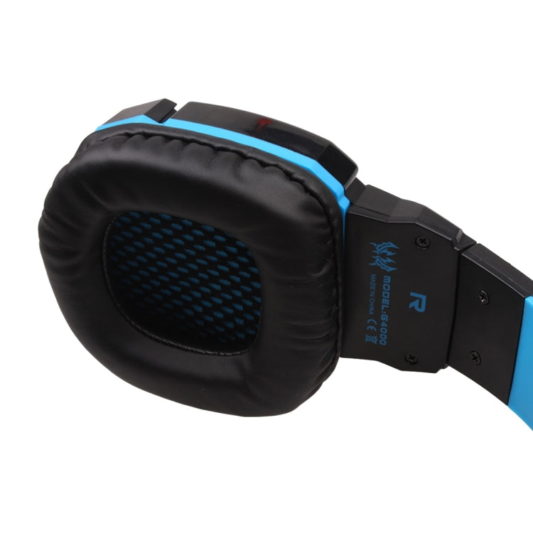 KOTION EACH G4000 Stereo Gaming Headphone Headset Headband with Mic Volume Control LED Light for PC Gamer,Cable Length: About 2.2m(Blue + Black) - Multimedia Headset by KOTION EACH | Online Shopping South Africa | PMC Jewellery | Buy Now Pay Later Mobicred