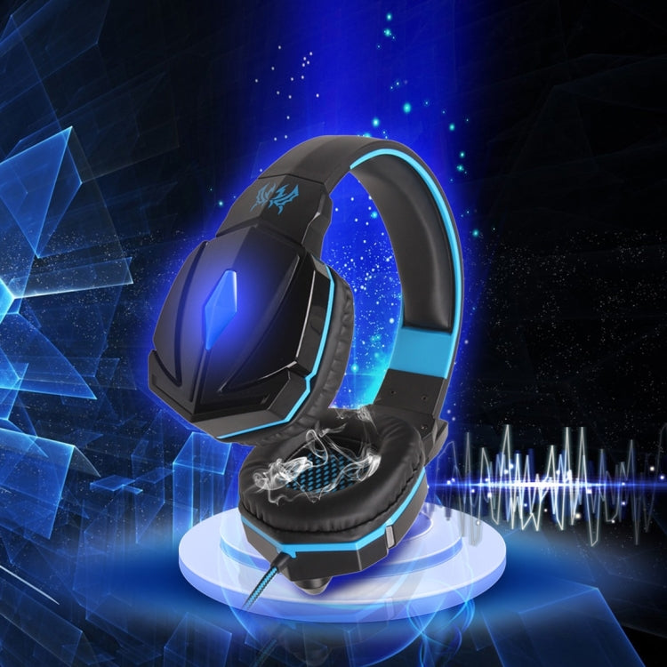 KOTION EACH G4000 Stereo Gaming Headphone Headset Headband with Mic Volume Control LED Light for PC Gamer,Cable Length: About 2.2m(Blue + Black) - Multimedia Headset by KOTION EACH | Online Shopping South Africa | PMC Jewellery | Buy Now Pay Later Mobicred