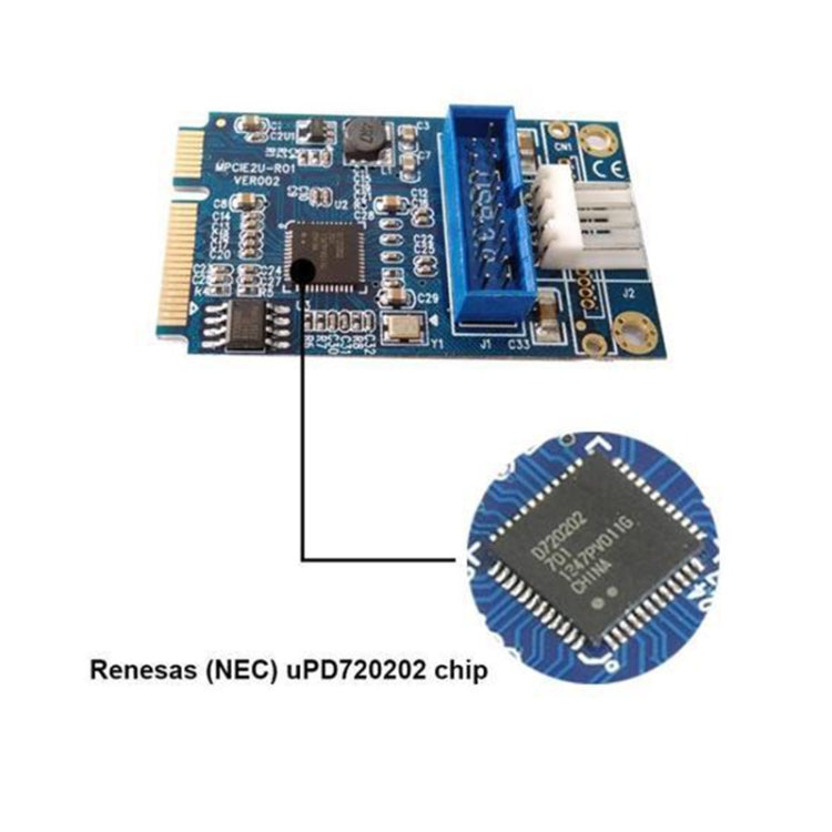 MINI PCI-E to USB 3.0 Front 19 Pin Desktop PC Expansion Card with 4 Pin Power Connection Port (Blue) -  by PMC Jewellery | Online Shopping South Africa | PMC Jewellery | Buy Now Pay Later Mobicred