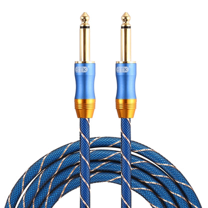 EMK 6.35mm Male to Male 3 Section Gold-plated Plug Grid Nylon Braided Audio Cable for Speaker Amplifier Mixer, Length: 1.5m(Blue) - Microphone Audio Cable & Connector by EMK | Online Shopping South Africa | PMC Jewellery | Buy Now Pay Later Mobicred