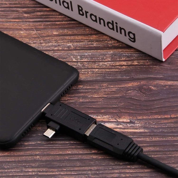USB-C / Type-C Male + Micro USB Male to USB 3.0 Female Adapter(Black) - USB Adapter by PMC TechLife | Online Shopping South Africa | PMC TechLife
