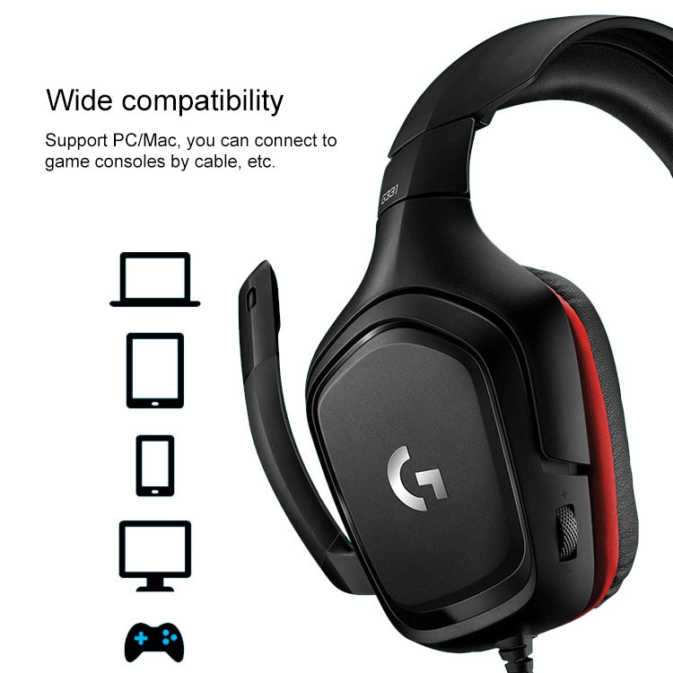 Logitech G331 Dolby 7.1 Surround Sound Stereo Folding Noise Reduction Competition Gaming Headset - Multimedia Headset by Logitech | Online Shopping South Africa | PMC Jewellery | Buy Now Pay Later Mobicred