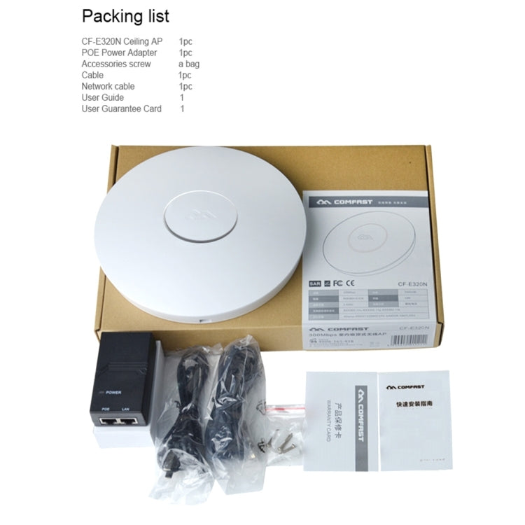 COMFAST CF-E320N MTK7620N 300Mbps/s UFO Shape Wall Ceiling Wireless WiFi AP / Repeater with 7 Colors LED Indicator Light & 48V POE Adapter, Got CE / ROHS / FCC / CCC Certification - Network Hardware by COMFAST | Online Shopping South Africa | PMC Jewellery | Buy Now Pay Later Mobicred