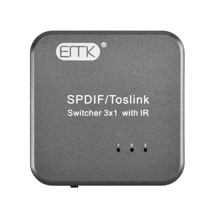 EMK SPDIF/TosLink Digital Optical Audio 3x1 Switcher with IR Controller (Grey) - Audio Signal Switcher by EMK | Online Shopping South Africa | PMC Jewellery | Buy Now Pay Later Mobicred