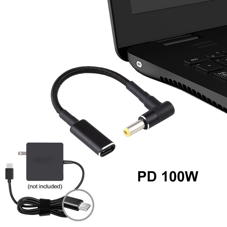 PD 100W 18.5-20V 5.5 x 2.5mm Elbow to USB-C / Type-C Adapter Nylon Braid Cable - Universal Power Adapter by PMC TechLife | Online Shopping South Africa | PMC TechLife