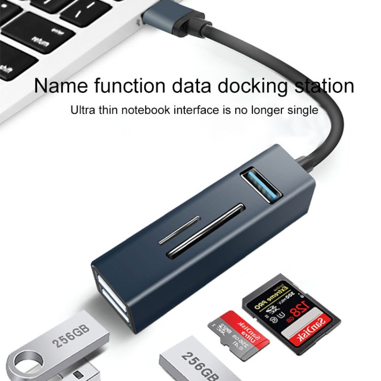 15102 5 in 1 USB-C / Type-C to USB3.0 + SD / TF Card Reader HUB Adapter (Blue) - USB HUB by PMC TechLife | Online Shopping South Africa | PMC TechLife | Buy Now Pay Later Mobicred