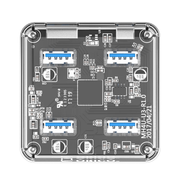 ORICO MH4U-100 USB 3.0 Transparent Desktop HUB with 100cm Micro USB Cable - USB 3.0 HUB by ORICO | Online Shopping South Africa | PMC Jewellery | Buy Now Pay Later Mobicred