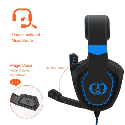 SADES AH-28 3.5mm Plug Wire-controlled Noise Reduction E-sports Gaming Headset with Retractable Microphone, Cable Length: 2m(Black Blue) - Multimedia Headset by SADES | Online Shopping South Africa | PMC Jewellery | Buy Now Pay Later Mobicred