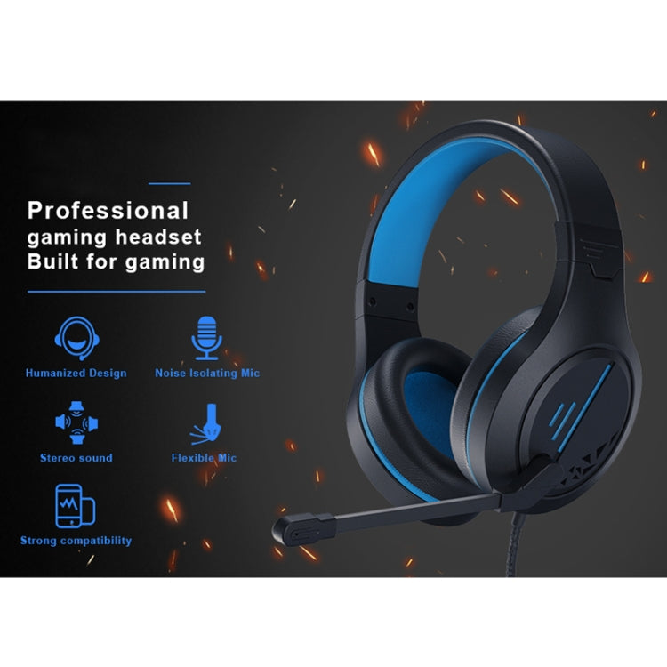 SADES MH601 3.5mm Plug Wire-controlled Noise Reduction E-sports Gaming Headset with Retractable Microphone, Cable Length: 2.2m(Black Blue) - Multimedia Headset by SADES | Online Shopping South Africa | PMC Jewellery | Buy Now Pay Later Mobicred