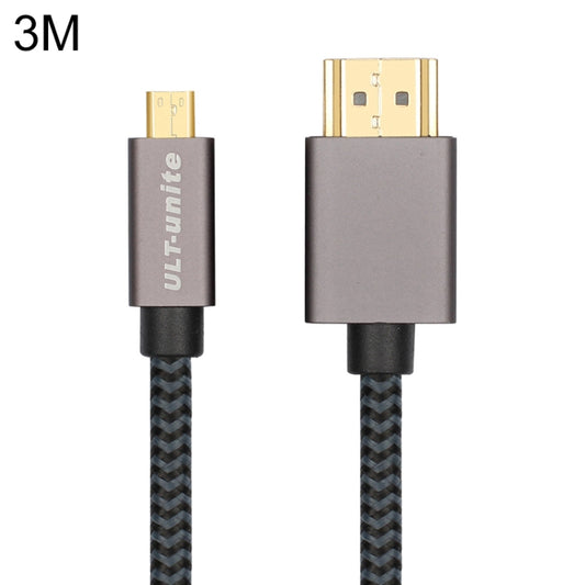 ULT-unite Gold-plated Head HDMI Male to Micro HDMI Male Nylon Braided Cable, Cable Length: 3m(Black) - Cable by ult-unite | Online Shopping South Africa | PMC Jewellery | Buy Now Pay Later Mobicred