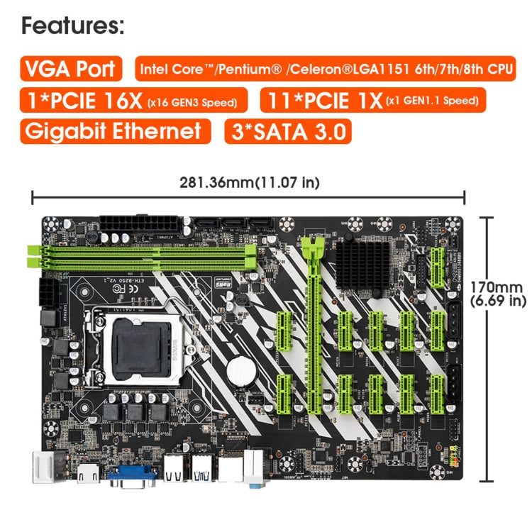 ETH-B250 2 x DDR4 Professional Multi-slots Motherboard - Motherboard by PMC Jewellery | Online Shopping South Africa | PMC Jewellery | Buy Now Pay Later Mobicred