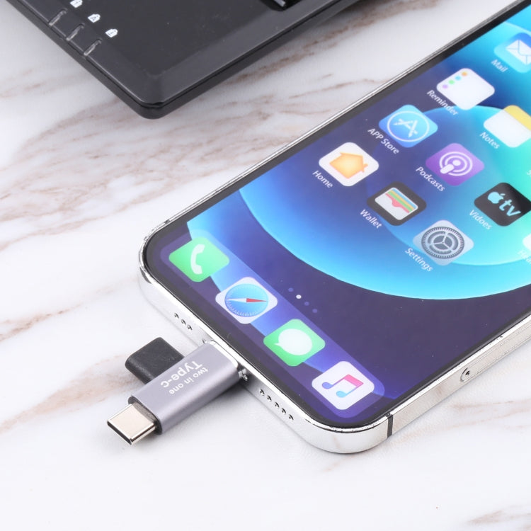 USB-C / Type-C Female to 8 Pin Male + USB-C / Type-C Male Converter - Converter & Adapter by PMC Jewellery | Online Shopping South Africa | PMC Jewellery | Buy Now Pay Later Mobicred