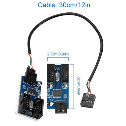 Rocketek HC427 9 Pin USB2.0 HUB Adapter One-to-Two Splitter Circuit Board - USB 2.0 HUB by ROCKETEK | Online Shopping South Africa | PMC Jewellery