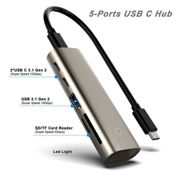 Rocketek HC463 USB3.1 Gen2  to Type-C 3.1 + USB 3.1 + SD / TF 6 in 1 HUB Adapter - free shipping - PMC Jewellery - Order now!