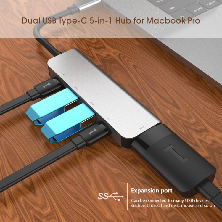 5 in 1 HDMI + USB x 2 + PD x 2 to USB-C / Type-C HUB Adapter - free shipping - PMC Jewellery - Order now!