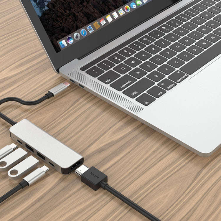 5 in 1 HDMI + USB x 2 + PD x 2 to USB-C / Type-C HUB Adapter - free shipping - PMC Jewellery - Order now!