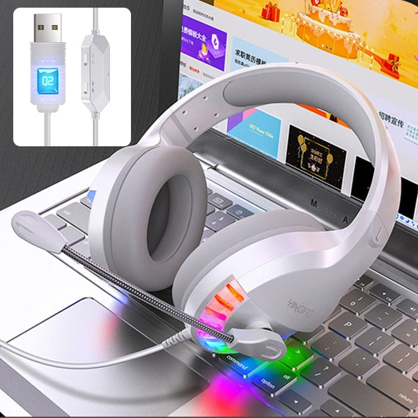 YINDIAO Q2 Head-mounted Wired Gaming Headset with Microphone, Version: Single USB Sound Card(White) - free shipping - PMC Jewellery - Order now!