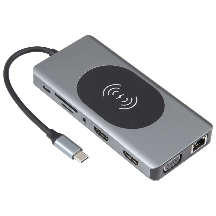 14 in 1 Type-C Docking Station with Wireless Charging(1000M Network Port) - USB HUB by PMC Jewellery | Online Shopping South Africa | PMC Jewellery | Buy Now Pay Later Mobicred