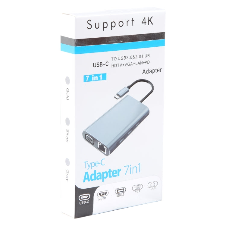 BYL-2111 7 in 1 USB-C / Type-C to USB Docking Station HUB Adapter (Silver) - USB HUB by PMC Jewellery | Online Shopping South Africa | PMC Jewellery | Buy Now Pay Later Mobicred