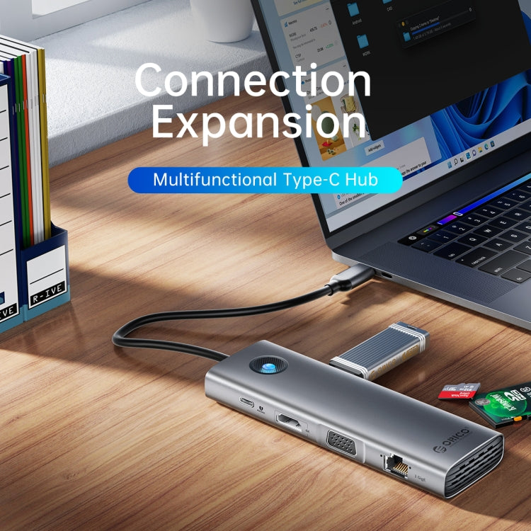 ORICO PW11-8PC Type-C / USB-C 8-in-1 5Gbps Multifunction Docking Station(Dark Gray) - USB HUB by ORICO | Online Shopping South Africa | PMC TechLife | Buy Now Pay Later Mobicred