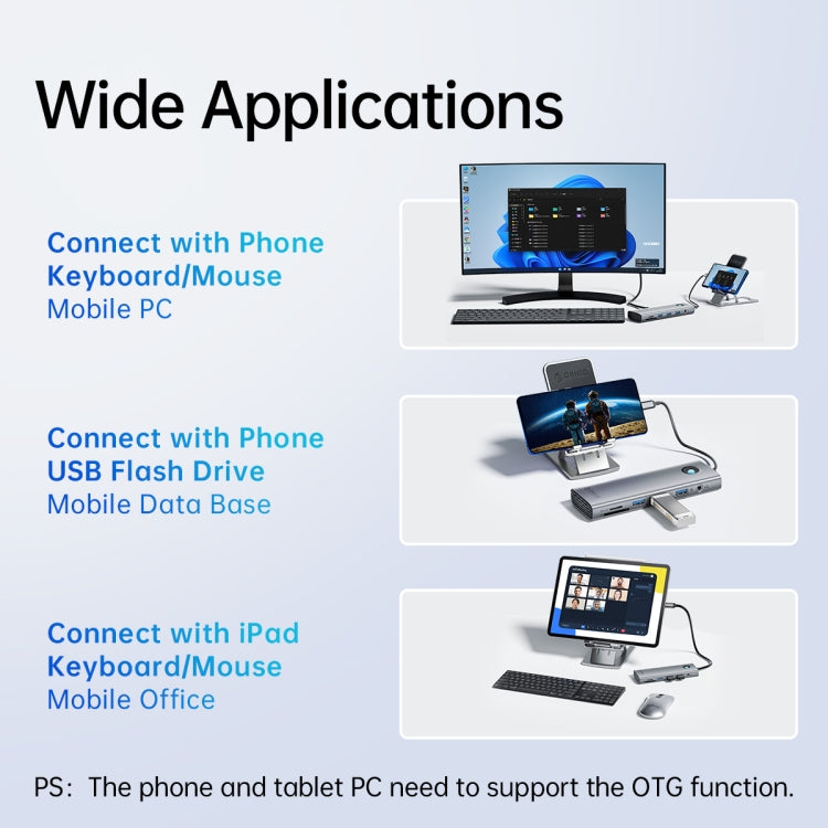 ORICO PW11-9P Type-C / USB-C 8-in-1 5Gbps Multifunction Docking Station(Silver) - free shipping - PMC TechLife - Order now!