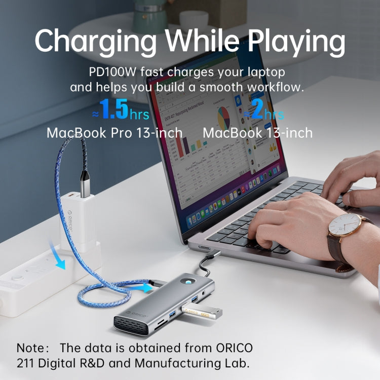 ORICO PW11-9P Type-C / USB-C 8-in-1 5Gbps Multifunction Docking Station(Silver) - free shipping - PMC TechLife - Order now!