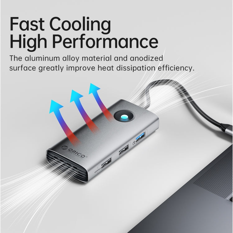 ORICO ORICO-PW11-6PCR R45 Type-C / USB-C 6-in-1 5Gbps Multifunction Docking Station (Silver) - USB HUB by ORICO | Online Shopping South Africa | PMC TechLife | Buy Now Pay Later Mobicred