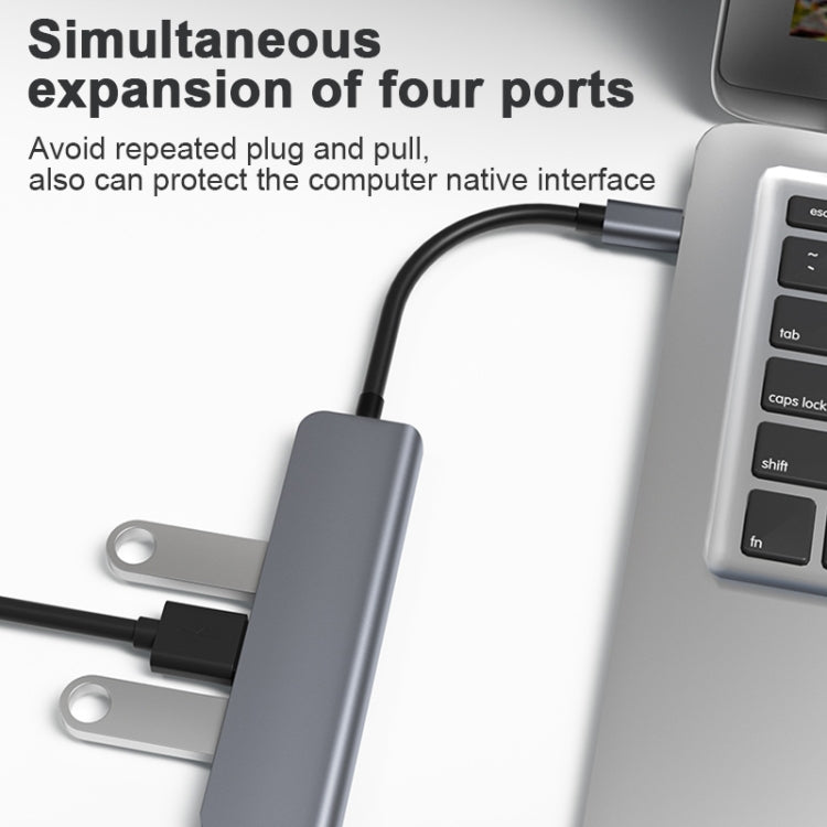 2008N 5 In 1 USB 3.0 x2 + HDMI + PD + 3.5mm Port Multi-function Intelligent Type-C / USB-C HUB Docking Station - USB HUB by PMC Jewellery | Online Shopping South Africa | PMC Jewellery | Buy Now Pay Later Mobicred