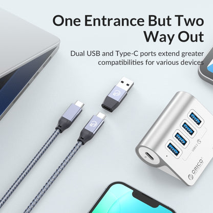 ORICO M3UT3 3-port USB 3.2 HUB with Card Reader (Silver) - USB 3.0 HUB by ORICO | Online Shopping South Africa | PMC Jewellery | Buy Now Pay Later Mobicred