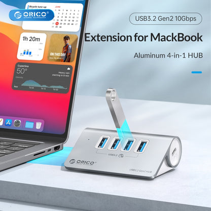 ORICO M3U4 Aluminum Alloy 4-Port USB 3.2 Gen1 10Gbps HUB (Silver) - USB 3.0 HUB by ORICO | Online Shopping South Africa | PMC Jewellery | Buy Now Pay Later Mobicred