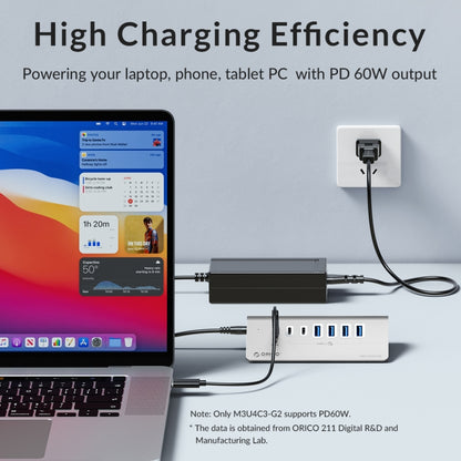 ORICO M3U4 Aluminum Alloy 4-Port USB 3.2 Gen1 10Gbps HUB (Silver) - USB 3.0 HUB by ORICO | Online Shopping South Africa | PMC Jewellery | Buy Now Pay Later Mobicred