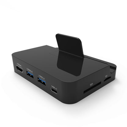 9138 6 in 1 USB-C / Type-C to 4K HDMI + 2 x USB 3.0 + Type-C + SD / TF Card Reader Multifunctional HUB Docking Station with Holder (Black) - USB HUB by PMC Jewellery | Online Shopping South Africa | PMC Jewellery | Buy Now Pay Later Mobicred