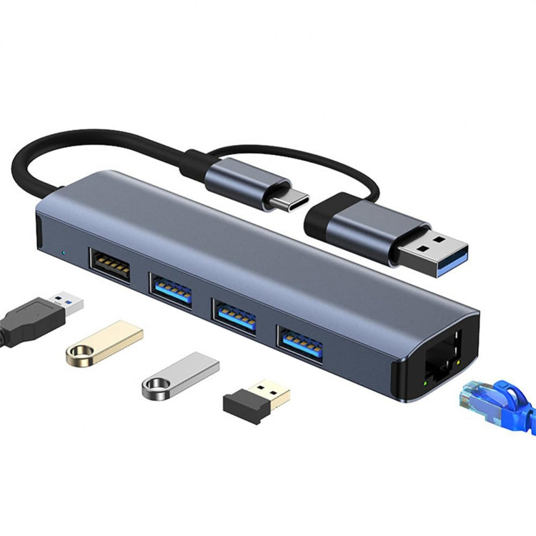 BYL-2208 5 in 2 USB + USB-C / Type-C to USB Multifunctional Docking Station HUB Adapter - USB HUB by PMC Jewellery | Online Shopping South Africa | PMC Jewellery | Buy Now Pay Later Mobicred