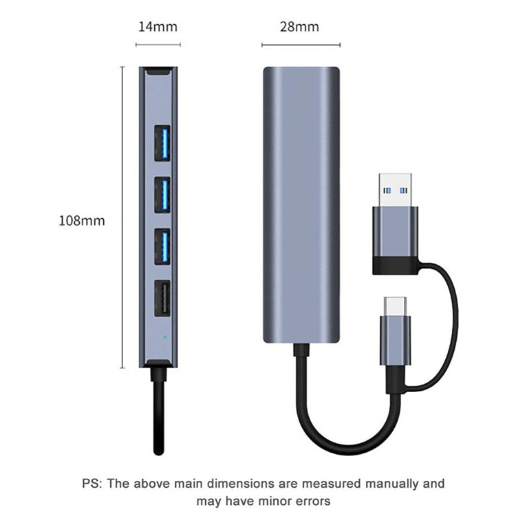 BYL-2208 5 in 2 USB + USB-C / Type-C to USB Multifunctional Docking Station HUB Adapter - USB HUB by PMC Jewellery | Online Shopping South Africa | PMC Jewellery | Buy Now Pay Later Mobicred