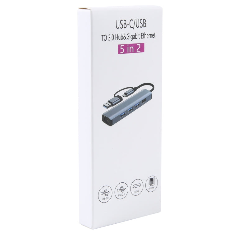 BYL-2208 5 in 2 USB + USB-C / Type-C to USB Multifunctional Docking Station HUB Adapter - USB HUB by PMC Jewellery | Online Shopping South Africa | PMC Jewellery | Buy Now Pay Later Mobicred