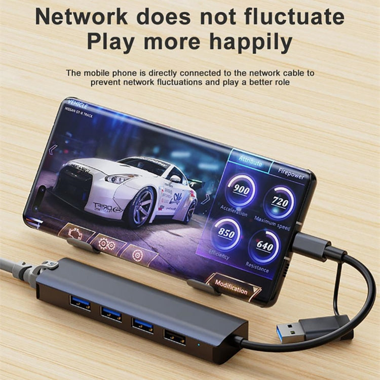 BYL-2208 5 in 2 USB + USB-C / Type-C to USB Multifunctional Docking Station HUB Adapter - USB HUB by PMC Jewellery | Online Shopping South Africa | PMC Jewellery | Buy Now Pay Later Mobicred